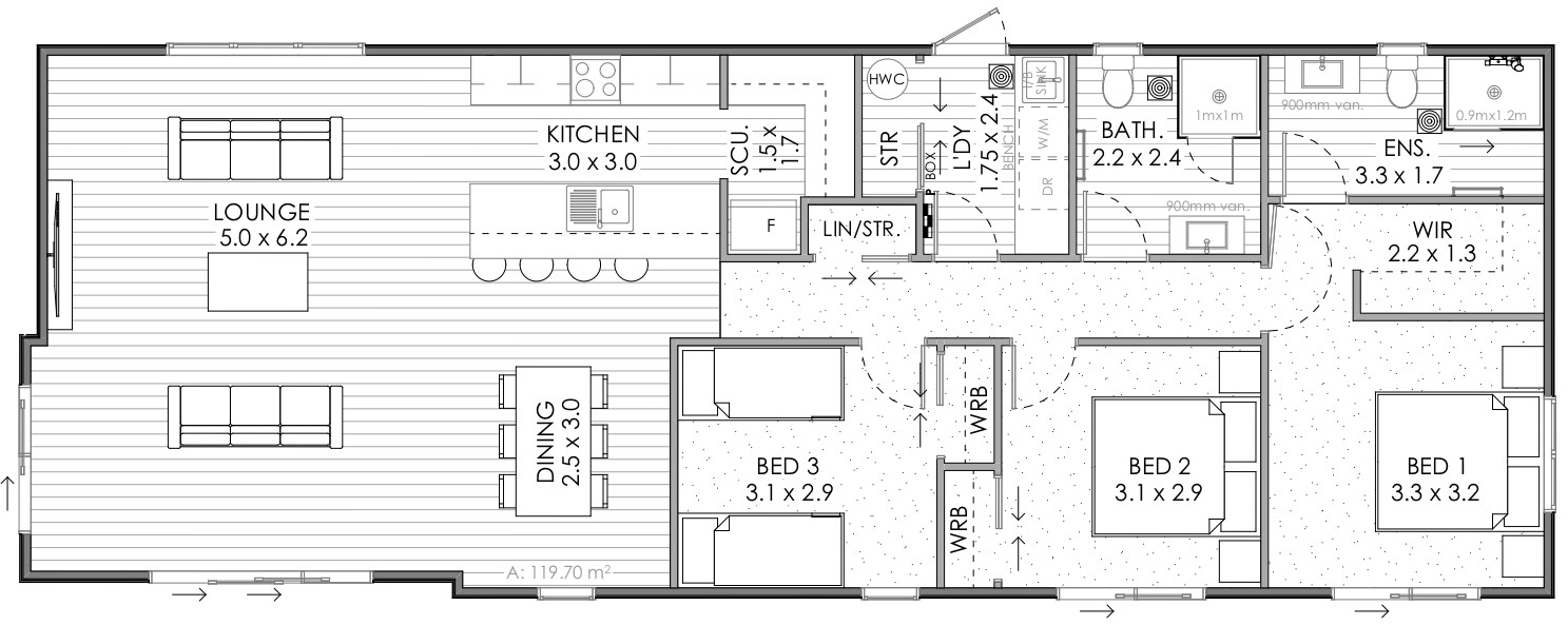 Huxley 120 Gable floor plan